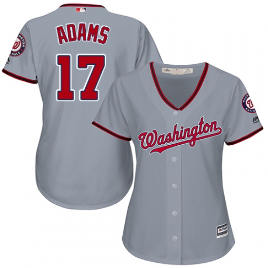 Women's Majestic Washington Nationals #17 Matt Adams Authentic Grey Road Cool Base MLB Jersey