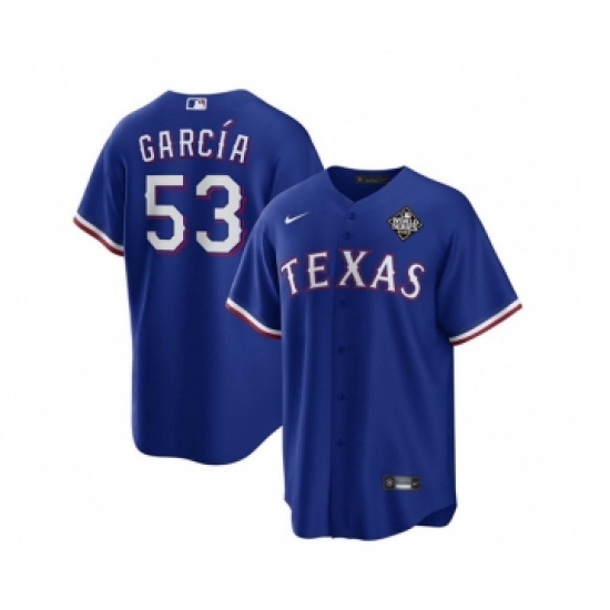 Men's Texas Rangers #53 Adolis García Royal 2023 World Series Stitched Baseball Jersey - Ujersey