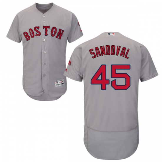 Men's Majestic Boston Red Sox #45 Pedro Martinez Grey Road Flex Base Authentic Collection MLB Jersey - Ujersey