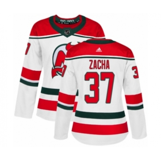 Women's Adidas New Jersey Devils #37 Pavel Zacha Authentic White Alternate NHL Jersey - Ujersey