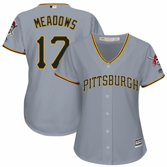 Women's Majestic Pittsburgh Pirates #17 Austin Meadows Authentic Grey Road Cool Base MLB Jersey - Ujersey