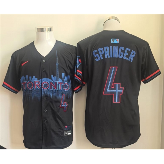 Men's Toronto Blue Jays #4 George Springer Navy 2024 City Connect Limited Stitched Baseball Jersey - Ujersey