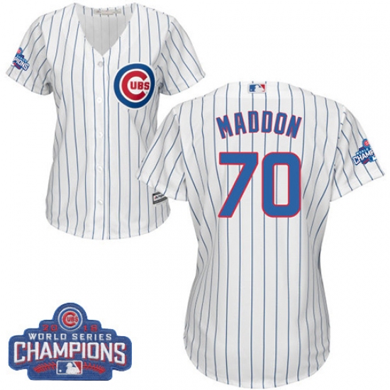Women's Majestic Chicago Cubs #70 Joe Maddon Authentic White Home 2016 World Series Champions Cool Base MLB Jersey - Ujersey