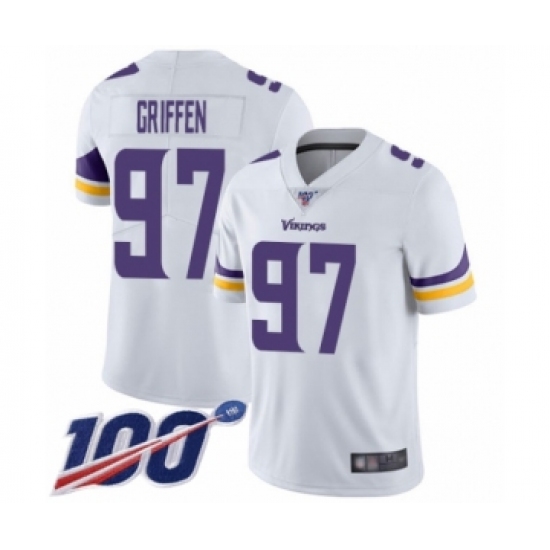 Men's Minnesota Vikings #97 Everson Griffen White Vapor Untouchable Limited Player 100th Season Football Jersey - Ujersey