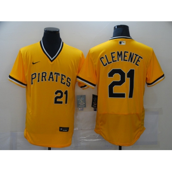 Men's Nike Pittsburgh Pirates #21 Roberto Clemente Gold MLB Jersey - Ujersey