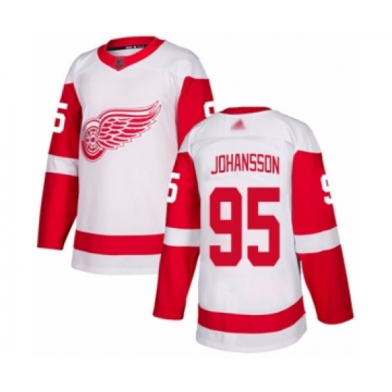 Youth Detroit Red Wings #95 Albert Johansson Authentic White Away Hockey Jersey - Ujersey