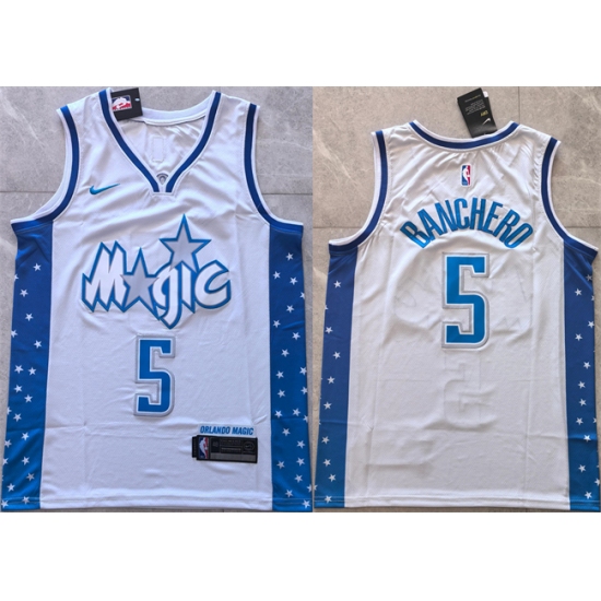 Men's Orlando Magic #5 Paolo Banchero Silver 2025-26 City Edition Stitched Basketball Jersey - Ujersey