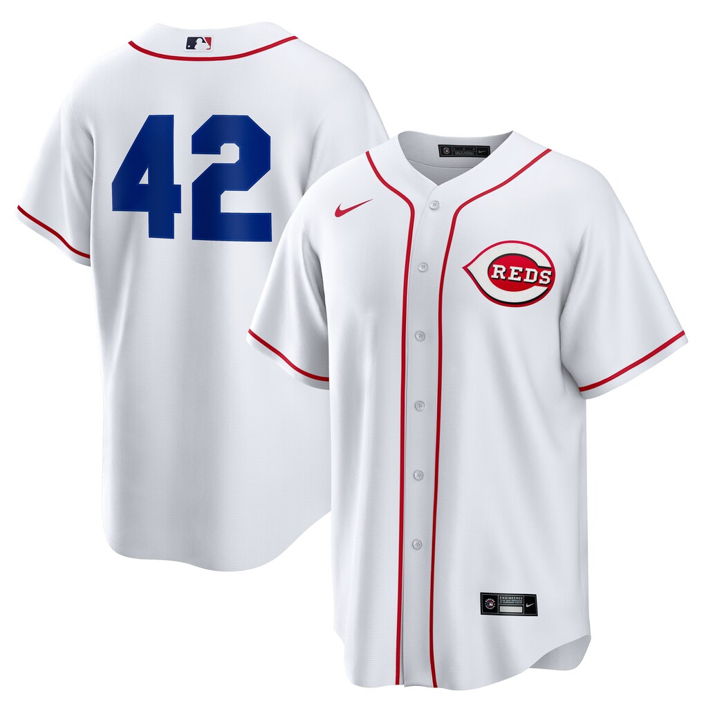 Men's Cincinnati Reds Nike White Home  2025 Jackie Robinson Day Replica Jersey - Ujersey NHL