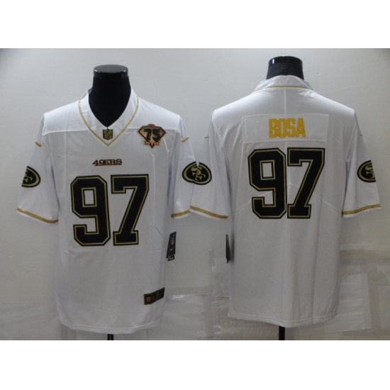 Men's San Francisco 49ers #97 Nick Bosa Nike White-Gold Limited Throwback Jersey - Ujersey