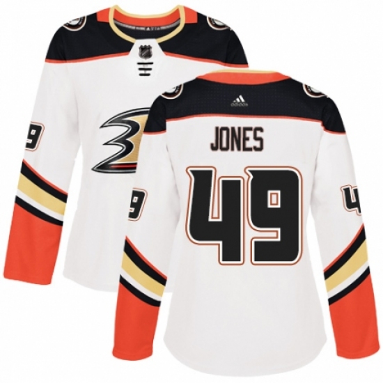 Women's Adidas Anaheim Ducks #49 Max Jones Authentic White Away NHL Jersey - Ujersey