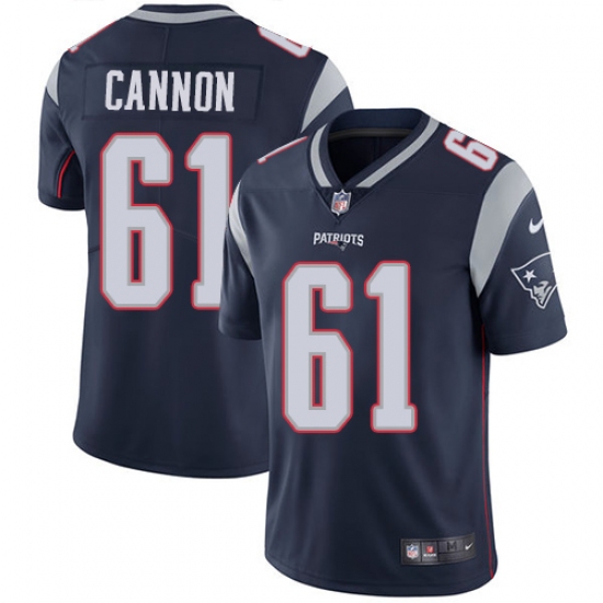 Men's Nike New England Patriots #61 Marcus Cannon Navy Blue Team Color Vapor Untouchable Limited Player NFL Jersey - Ujersey