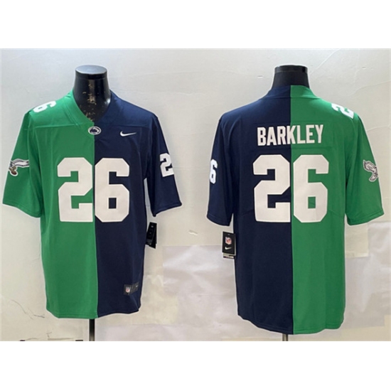 Men's Philadelphia Eagles #26 Saquon Barkley Green & Navy Split Vapor Untouchable Limited Football Stitched Jersey - Ujersey