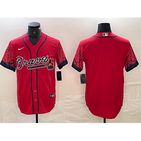 Men's Atlanta Braves Blank Red City Connect Cool Base Stitched Baseball Jersey