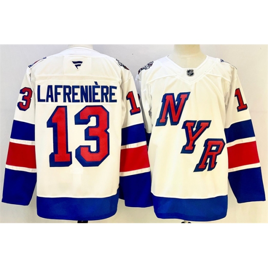 Men's New York Rangers #13 Alexis Lafreniere White 2024-25 Stadium Series Stitched Jersey - Ujersey