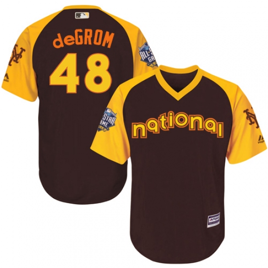 Youth Majestic New York Mets #48 Jacob deGrom Authentic Brown 2016 All-Star National League BP Cool Base MLB Jersey - Ujersey