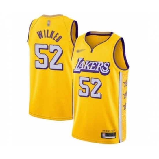 Women's Los Angeles Lakers #52 Jamaal Wilkes Swingman Gold Basketball Jersey - 2019 20 City Edition - Ujersey