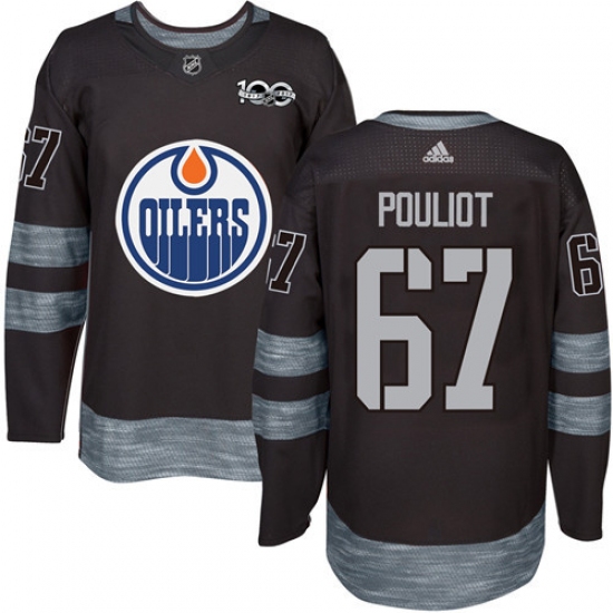 Men's Adidas Edmonton Oilers #67 Benoit Pouliot Authentic Black 1917-2017 100th Anniversary NHL Jersey