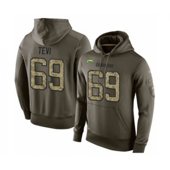 Football Los Angeles Chargers #69 Sam Tevi Green Salute To Service Men's Pullover Hoodie - Ujersey NHL