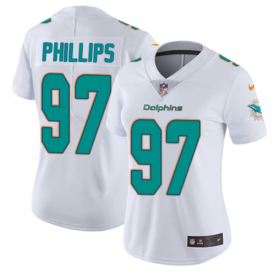 Women's Nike Miami Dolphins #97 Jordan Phillips White Vapor Untouchable Limited Player NFL Jersey - Ujersey