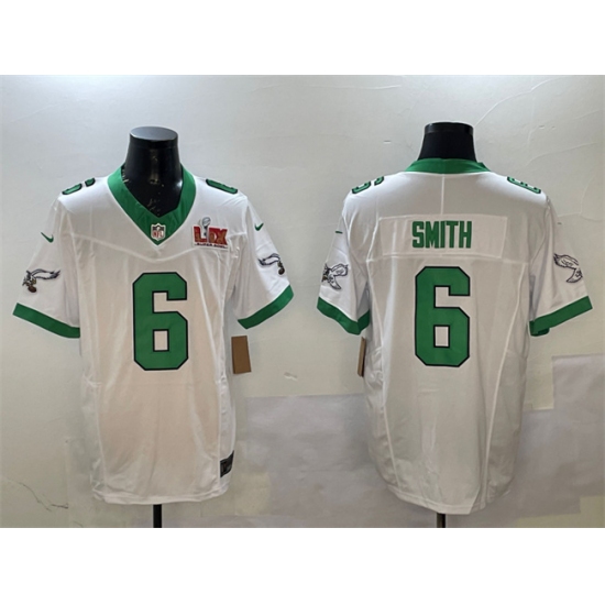 Men's Philadelphia Eagles #6 DeVonta Smith White 2025 Super Bowl LIX F.U.S.E. Vapor Untouchable Limited Stitched Football Jersey - Ujersey