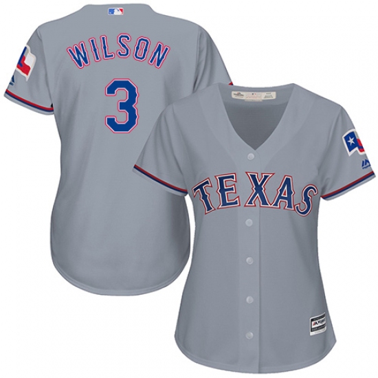Women's Majestic Texas Rangers #3 Russell Wilson Authentic Grey Road Cool Base MLB Jersey - Ujersey