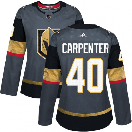 Women's Adidas Vegas Golden Knights #40 Ryan Carpenter Authentic Gray Home NHL Jersey - Ujersey