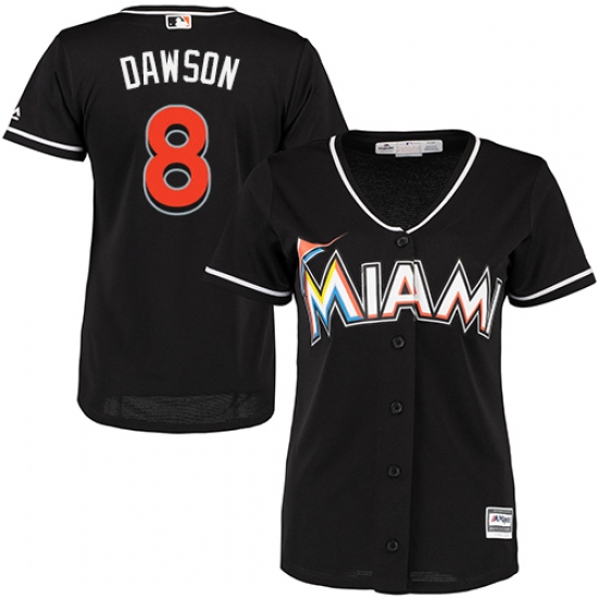 Women's Majestic Miami Marlins #8 Andre Dawson Authentic Black Alternate 2 Cool Base MLB Jersey - Ujersey