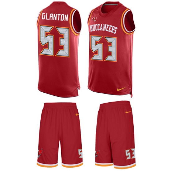 Men's Nike Tampa Bay Buccaneers #53 Adarius Glanton Limited Red Tank Top Suit NFL Jersey - Ujersey