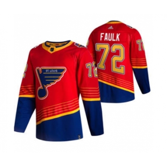 Men's St. Louis Blues #72 Justin Faulk Red 2020-21 Reverse Retro Alternate Hockey Jersey - Ujersey
