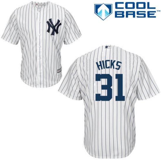 Youth Majestic New York Yankees #31 Aaron Hicks Replica White Home MLB Jersey - Ujersey