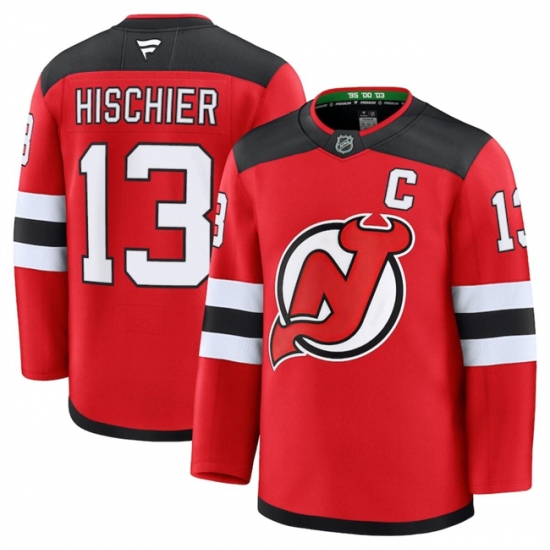Men's New Jersey Devils #13 Nico Hischier Red 2024-25 Home Stitched Hockey Jersey - Ujersey