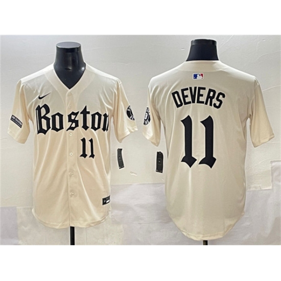 Men's Boston Red Sox #11 Rafael Devers Cream Gothic Vapor Limited Stitched Baseball Jersey - Ujersey