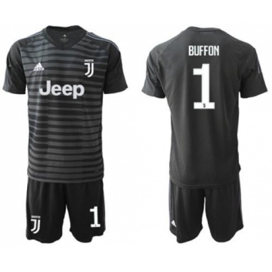 Juventus #1 Buffon Black Goalkeeper Soccer Club Jersey