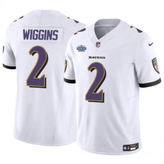 Men's Baltimore Ravens #2 Nate Wiggins White 2024 With Dradt F.U.S.E Vapor Limited Football Jersey - Ujersey