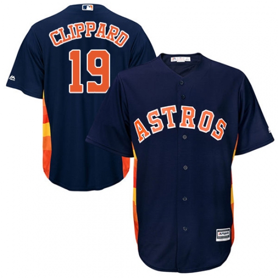 Youth Majestic Houston Astros #19 Tyler Clippard Authentic Navy Blue Alternate Cool Base MLB Jersey - Ujersey