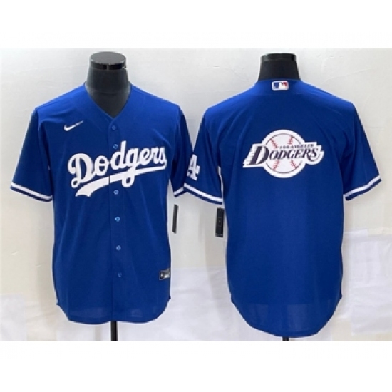 Men's Los Angeles Dodgers Blue Team Big Logo Cool Base Stitched Baseball Jersey - Ujersey
