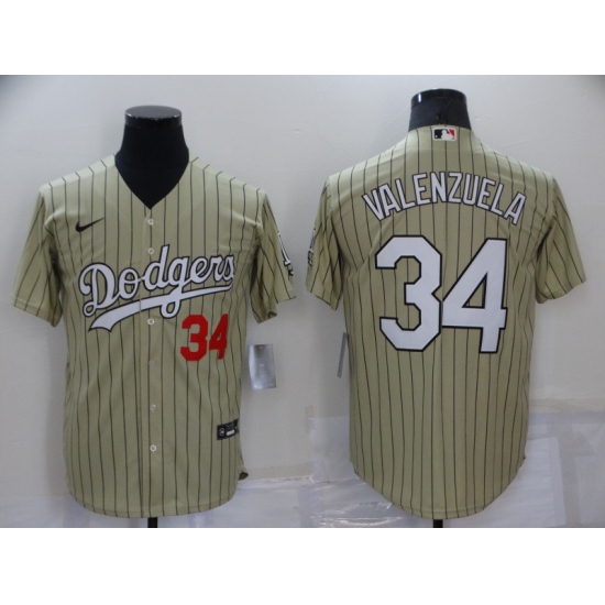 Men's Nike Los Angeles Dodgers #34 Fernando Valenzuela Camo Stripes Authentic Jersey - Ujersey