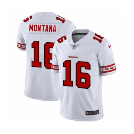 Men's San Francisco 49ers #16 Joe Montana White Team Logo Cool Edition Jersey - Ujersey