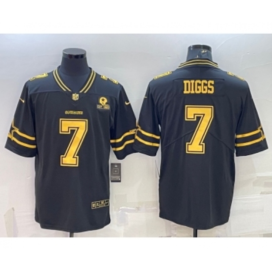 Men's Dallas Cowboys #7 Trevon Diggs Black Gold Edition With 1960 Patch Limited Stitched Football Jersey - Ujersey