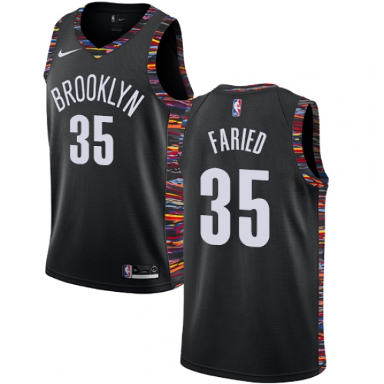 Women's Nike Brooklyn Nets #35 Kenneth Faried Swingman Black NBA Jersey - 2018 19 City Edition - Ujersey