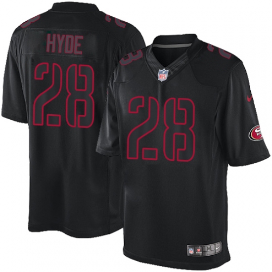 Men's Nike San Francisco 49ers #28 Carlos Hyde Limited Black Impact NFL Jersey - Ujersey