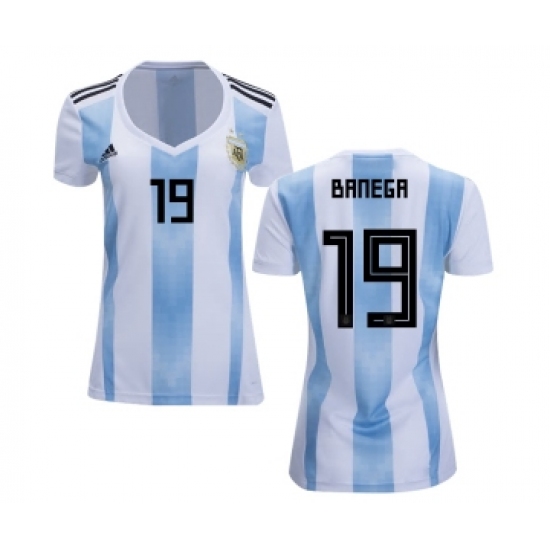 Women's Argentina #19 Banega Home Soccer Country Jersey