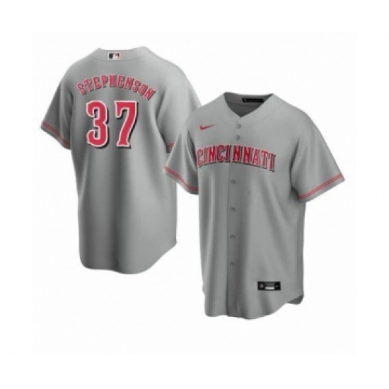 Men's Cincinnati Reds #37 Tyler Stephenson Grey MLB Cool Base Nike Jersey