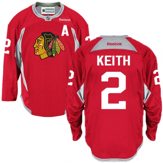 Men's Reebok Chicago Blackhawks #2 Duncan Keith Authentic Red Practice NHL Jersey - Ujersey