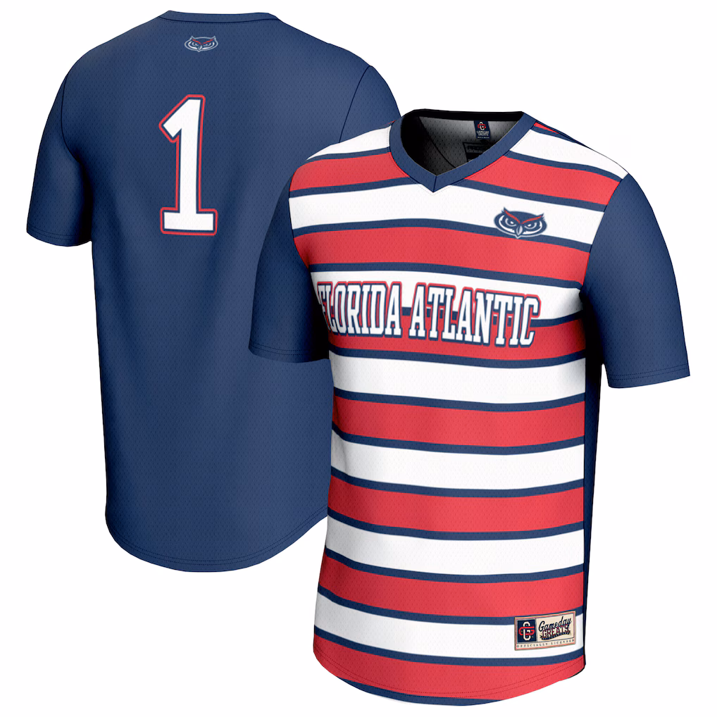 Unisex GameDay Greats Navy/Red #1 Florida Atlantic Owls Lightweight Collegiate Soccer Fashion Jersey - Ujersey Shop