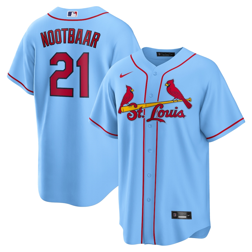 Men's St. Louis Cardinals Lars Nootbaar Nike Light Blue Alternate Replica Jersey - SUjersey01