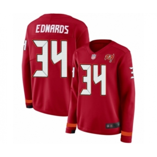 Women's Tampa Bay Buccaneers #34 Mike Edwards Limited Red Therma Long Sleeve Football Jersey - Ujersey