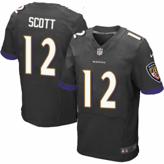 Men's Nike Baltimore Ravens #12 Jaleel Scott Elite Black Alternate NFL Jersey - Ujersey