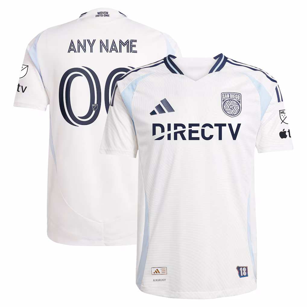 Men's San Diego FC adidas White 2025 Woven Into One Authentic Custom Jersey - ujerseystore