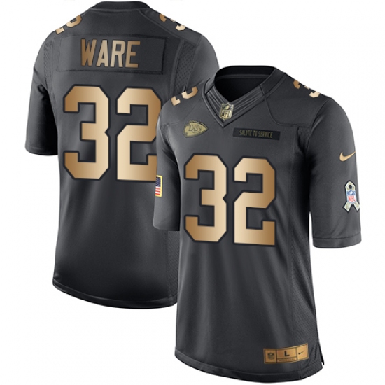 Youth Nike Kansas City Chiefs #32 Spencer Ware Limited Black/Gold Salute to Service NFL Jersey - Ujersey